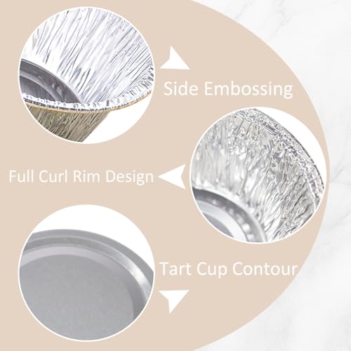 Aluminum Foil Baking Cups 150 Pcs, VIHOYOM 4 Oz Disposable Ramekin Aluminum Cupcake liners, Silver Foil Baking Cups Muffin Liners for Egg Tart, Baking, Cupcake, Pudding, Appetize - size: 4OZ 150PACK