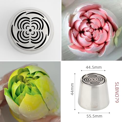 10 Pieces Extra Large Stainless Steel Seamless Russian Piping Tips Set - color: SILVER SET3