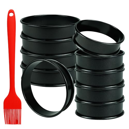 10 Pack Cookie Rings for Baking NONSTICK Upgrade Double Rolled Tart Rings, Cookie Circle Baking - 4 Inch+3.35 Inch Set Round Metal Pastry Ring Mold for Bakings, Pancakes - size: 4 inch and 3.4 inch