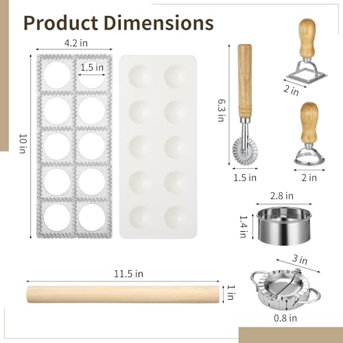 7 PCS Ravioli Maker Set with Pasta Cutter, Stamps and Dumpling Press