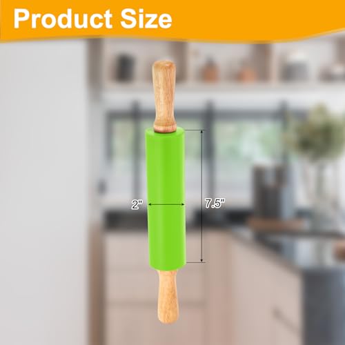 uxcell 7.5 Inch Silicone Rolling Pin Small Dough Roller Green - color: Green, size: 7.5 Inch