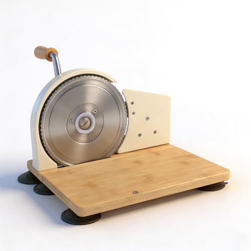 Manual Bread Slicer for Sourdough Bread, Adjustable Thickness Foldable Bread Cutter with Hand Crank, Stainless Steel Blade Bread Slicer (Off-White, Machine)