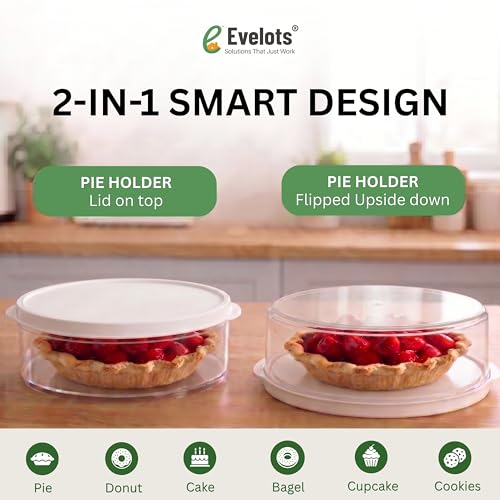 Evelots Pie Container with Lid, 4-Pack, 11-Inch, Clear BPA-Free Carriers - size: 4-Pack, style: Pie Container