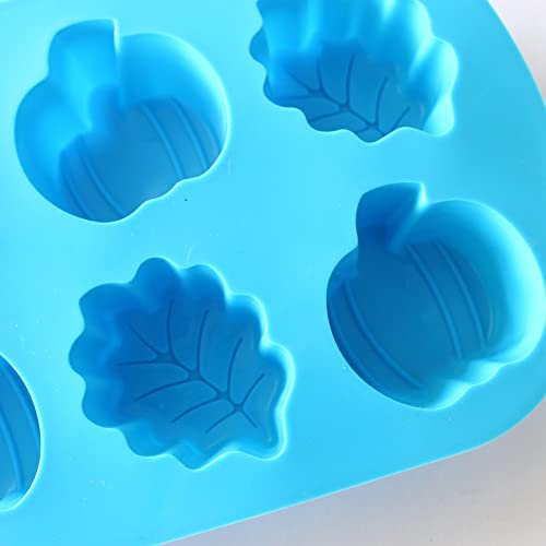 X-Haibei Autumn Fall Decorative Silicone Mold for Soap, Crayons, Candles, and Chocolate - 3oz per Cavity, Food-Grade, Easy Release, and Clean （ Pumpkin, Leaves ）