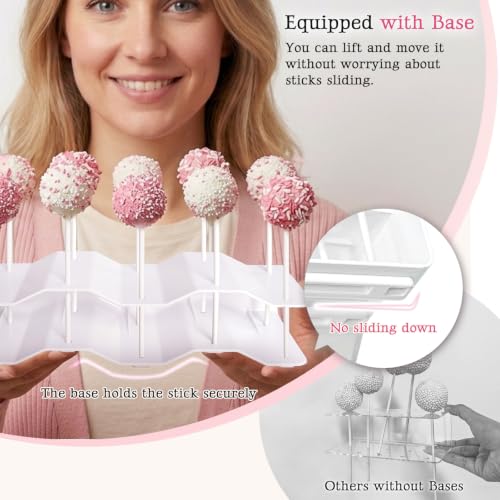 NWK 2 Pieces Cake Pop Stands Set with Sticks Kit (White) - color: White