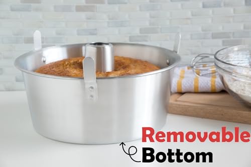Fox Run Angel Food Cake Pan, Removable Bottom, Aluminum 9.75" Tube Cake Pan - color: Metallic