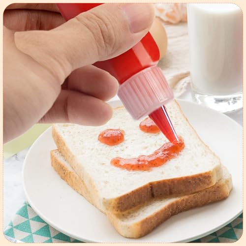 60 Pcs Squeeze Bottle for Liquids, Mini Sauce Bottles with Squeeze Top Caps, for Icing Cookie Decorating Sauces Condiments Arts Crafts (1 Oz)