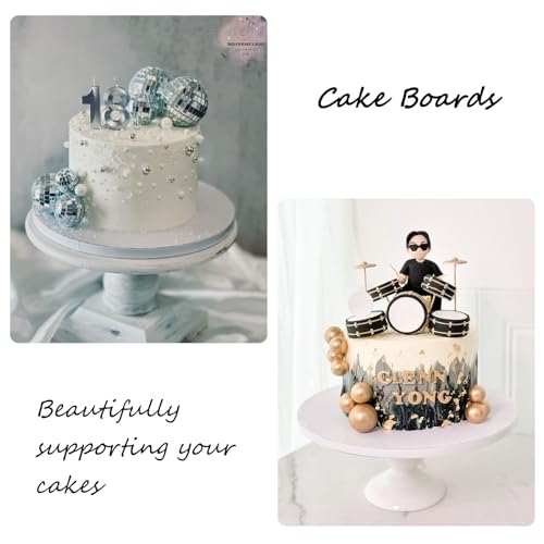 5 Pack Cake Boards 14 Inch Round Cake Drum White 1/2” Thick Cake Drums Corrugated Cardboard Cake Base for Multi-Layer Cakes Sturdy Cake Decorating Supplies - size: 14 Inch - 5 Pack