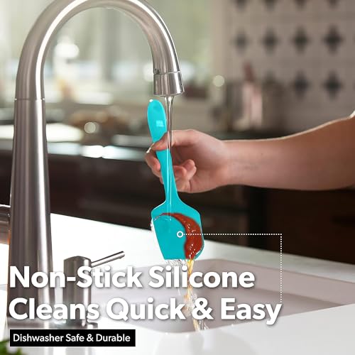 DI ORO Silicone Spatula Set - 600F Heat Resistant, 4-Pc Teal - color: Teal