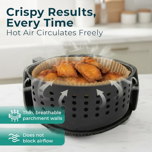 Air Fryer Liners Disposable Large 9.1” Round for 8-12 QT Basket - 128 Pcs - size: 9 inch - Round