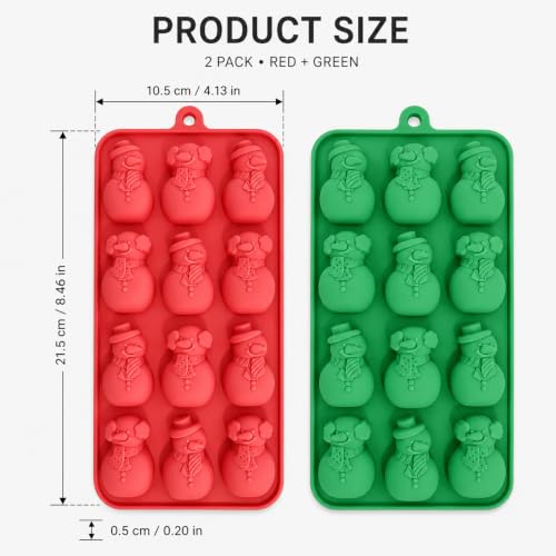 Christmas Silicone Molds for Chocolate, 2 Piece 48-Cavities Christmas Cute Snowman Molds, Red & Green Winter Mini Xmas DIY Candy Chocolate Dessert Pudding Jelly Making - color: Style7