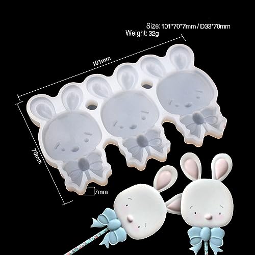mostsomCute Rabbit Resin Epoxy Mold Handmade Rattle Shaker Lollipop Mould DIY Jewelry Making Models Kitchen Cake Mold 2PCS (M_ Rabbit) - size: M_ Rabbit