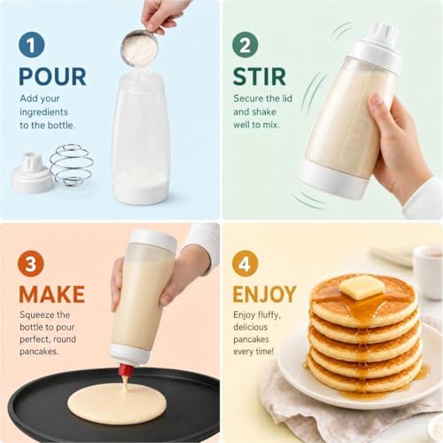 Pancake Batter Dispenser, 2 Pack 1000ml Pancake Batter Dispenser Bottle
