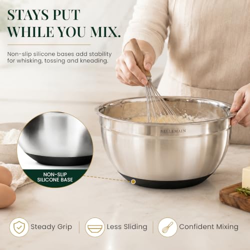 Bellemain Stainless Steel Mixing Bowls with Airtight Lids Set - Set of 3 - size: 3 Piece