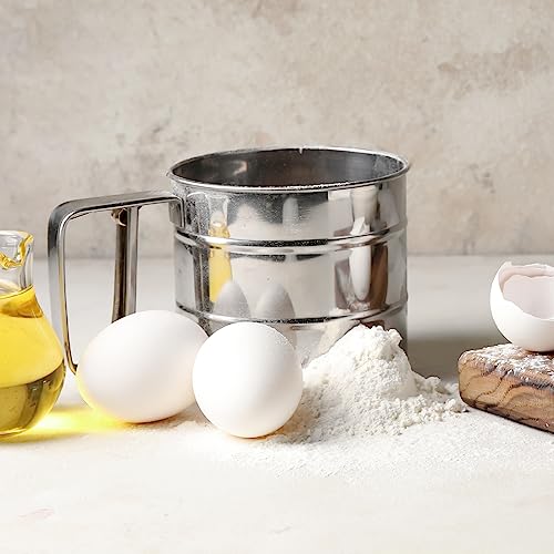 Rondauno Flour Sifter for Baking, Crank Sifter for Powdered Sugar Duster