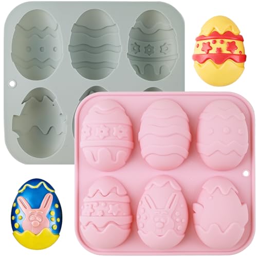 Morofme Easter Egg Silicone Molds Easter Cake Mold Bunny Chocolate Molds Rabbit Muffin Silicone Mold Half Eggs Shaped Moulds Bunny Baking Pan for Cupcake Candy Jello Pudding Mousse Soap - color: Easter