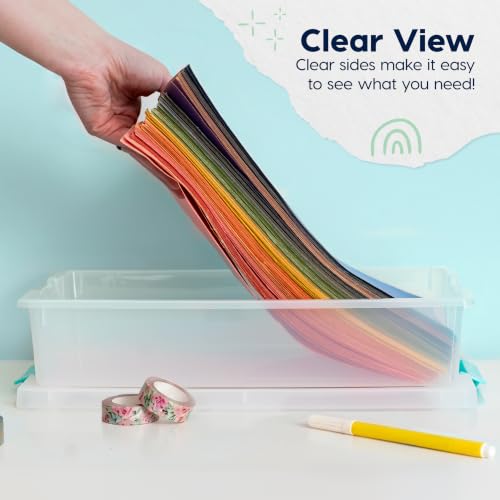IRIS USA Storage Bins with Lids |Made in USA| 6 Qt - (4-Pack) - Clear - color: Clear/Seafoam Blue, size: 6 Qt. - 4 Pack