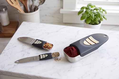 KitchenArt Cook’s Pro Adjust-A-Measure Set, 3-Piece, Satin,Black and Silver - size: 3 Piece - Set