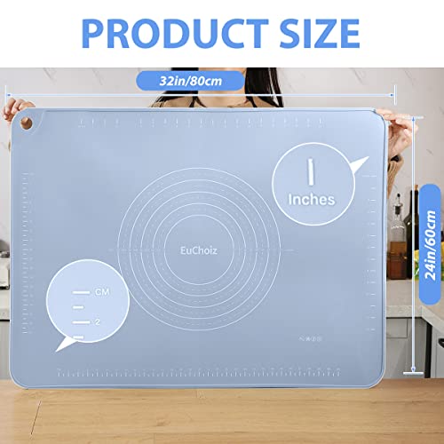 Silicone Pastry Non Stick Baking Mat 32"*24" Dough Rolling Edge Heightening - color: Blue, size: 32"L x 24"W