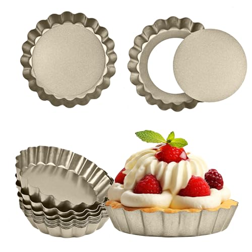 RICHSC-PAN Mini Tart Pan 12PCS, 4 Inch Tart Pan Removable Bottom Non-Stick. - size: 4*0.7Inch