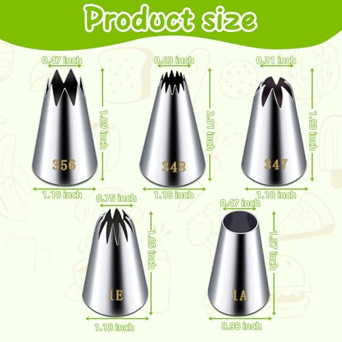 Suuker Large Piping Tips Set, Stainless Steel