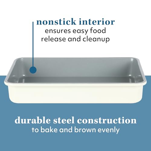 Sur La Table Kitchen Essential Bake Sale 9 X 13 Inch PFOA, PFAS, PTFE Free Nonstick Roaster/Cake/Baking Pan - Linen White - size: Roaster Pan (13" x 9")