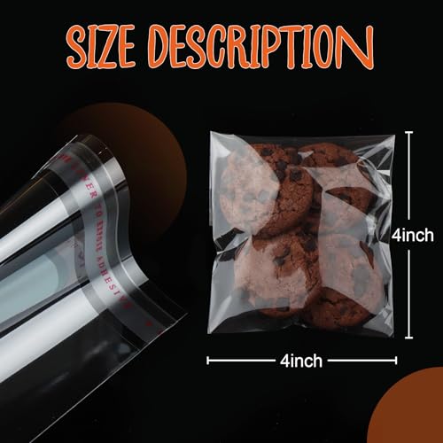 200Pcs Cookie Bags， Self Sealing Cellophane Bags 4x4 Inch, Resealable Treat Bag for Fresh Cookies, Candy, Gifts, and Party Favors - color: 4x4 200Pcs