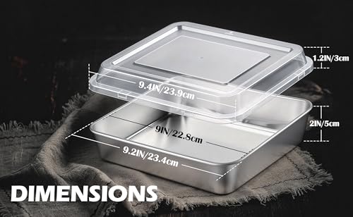 Leonyo Non-Toxic Stainless Steel 9x9 Baking Pan Square With Lid, 4 Pack - size: 9x9IN