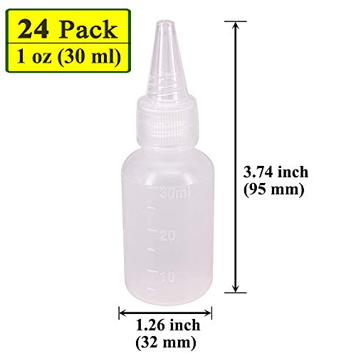 24 Pack 1-Ounce Plastic Squeeze Bottles with Measurement - size: 1 Ounces (Pack of 24)