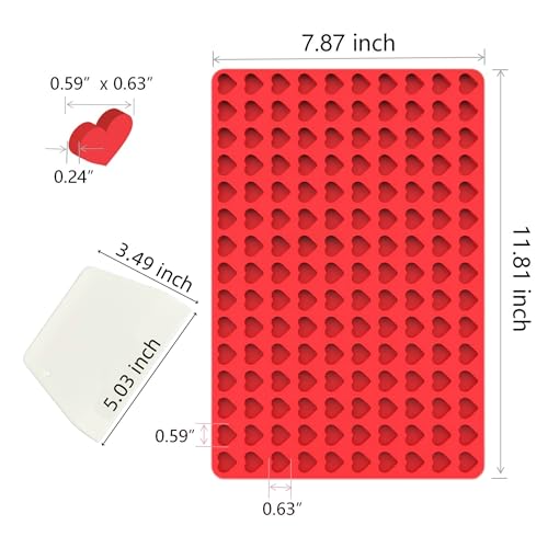 Mini Heart Silicone molds for Chocolate, Candy, Gummy - color: red mini heart
