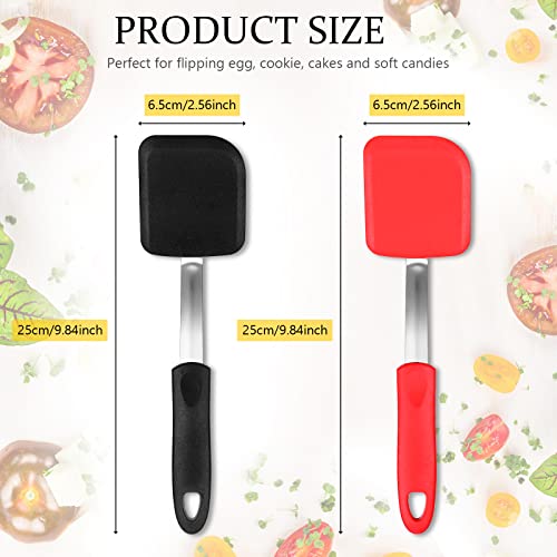 2Pcs Mini Silicone Cookie Brownie Spatula, Solid Flat, Black, Red - color: Black, Red, style: Solid Flat