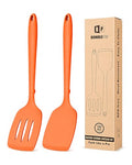 BUNDLEPRO Silicone Spatula, Solid & Slotted Turner, One-Piece,2 Pack,Orange - color: Orange