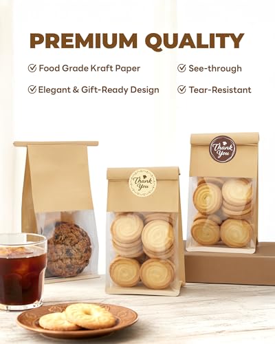 Bake Choice 50 Pcs Small Cookie Bags with Seal, 3.9x3.1x8.2" Bakery Bags