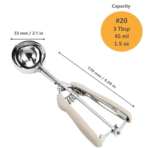 #20 Cookie Scoop, 3Tbsp/45ml/1.5oz Cookie Scoops for Baking, Cupcake Scoop - color: White, size: #20/3 Tbsp
