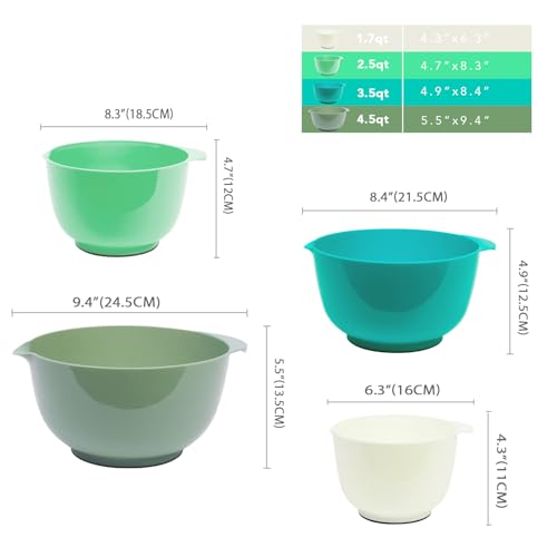 BoxedHome Classic Mixing Bowl Set, Microwave Safe, 3.5 quarts (Army Green) - color: Mixed White