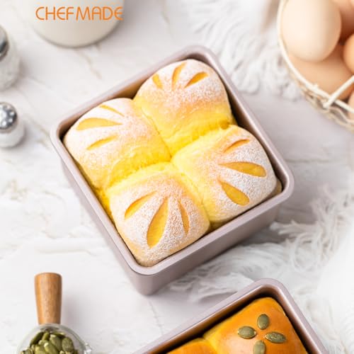 CHEFMADE Square Cake Pan, 5-Inch Deep Dish with Removable Loose Bottom Non-Stick Square Bakeware for Oven Baking (Gold) - size: 5" Square 2 Part