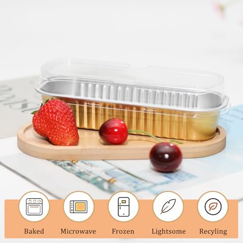 50 Pack 6.8oz Mini Cake Pans with Lids, Gold - color: Gold, size: Rectangle
