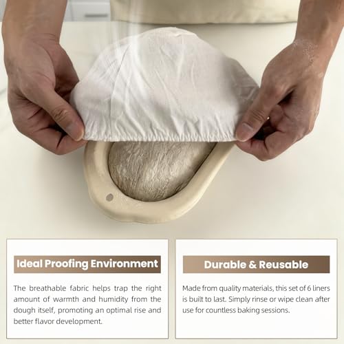6 Pack Bread Proofing Basket Covers Liners fit 8in Oval - size: 8inch Oval