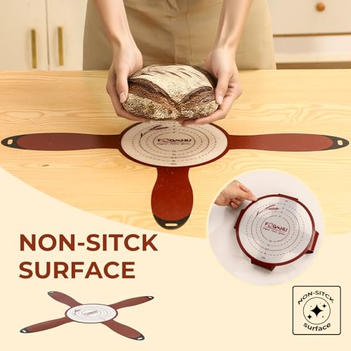 4-Handle Silicone Bread Sling for Round Sourdough Bread – 2-Pack Non-Stick Heat-Resistant Dutch Oven Liners, Reusable Baking Mat & Parchment Paper Alternative - size: Round 9" (2-Pack)