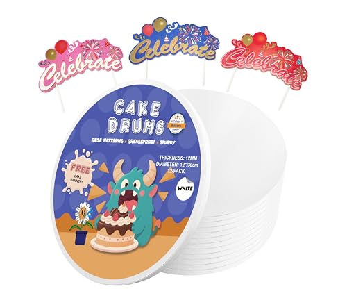 12 Inch Cake Drums,12 PCS Smooth Edge Cake Board 1/2 Inch White Cake Base - size: 12 Inch（12 Pack）
