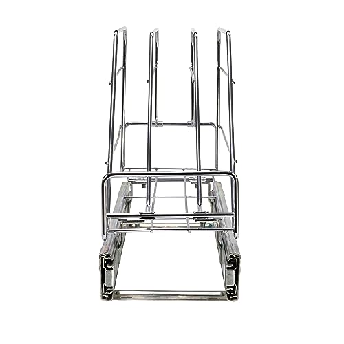 Household Essentials Glidez Multipurpose Chrome-Plated Steel Pull-Out/Slide-Out Storage Organizer for Cookware and Bakeware - Fits Standard Size Cabinet or Shelf, Chrome - size: 5" - Extended, style: Single Tier