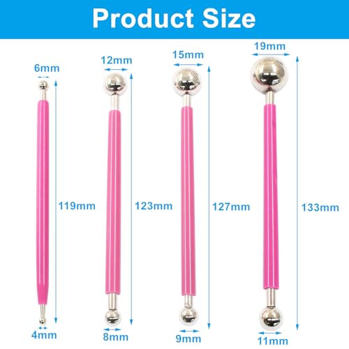4Pcs Pink Ball Shaped Cake Dotting Tool - color: Red