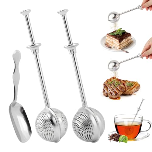 2PCS Tea Infuser & Flour Duster Wand - Fine Mesh Holes