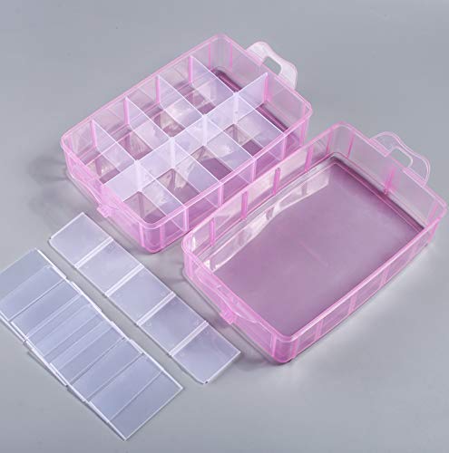 Sooyee Bead Organizer, 3-Tier Craft Storage Container, Pink - color: Pink, size: 3 Tier