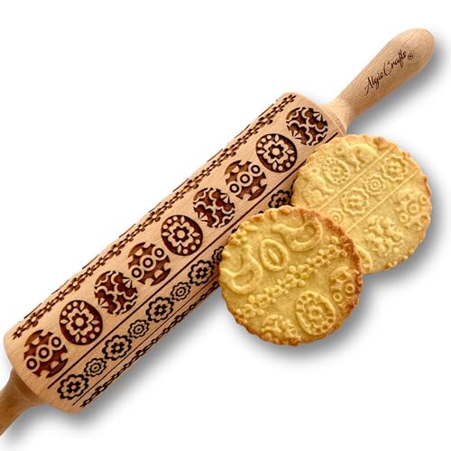 Embossing Rolling Pin embossed Dogh Roller for EASTER Embossed Cookies and Pottery by Algis Crafts (Easter Ribbon)