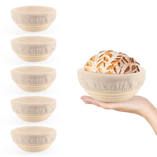 6 Pack 5 Inch Mini Banneton Bread Proofing Baskets, Small Sourdough Bread Baking Supplies for Artisan Bread Baking, Dough Rising - size: 5"Round Basket-6 PCS