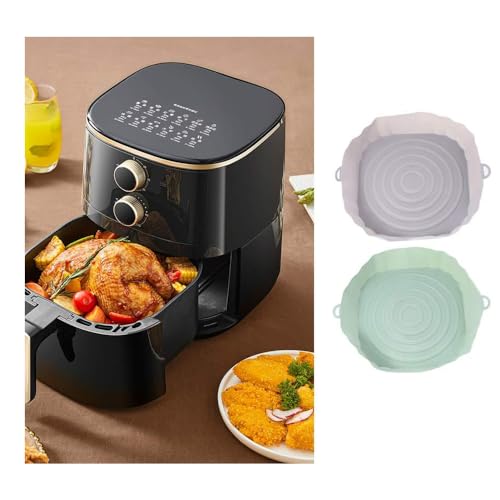 2 Pack Air Fryer Silicone Liners, 7.5 inch Reusable Air Fryers Baking Tray, Round Fried Chicken Basket Mat, Non-Stick Oven Silicone Pan Mat Easy To Clean