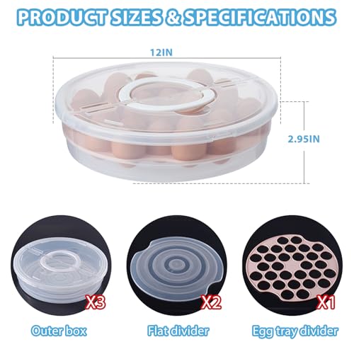 Pie Carrier With Lid and Handle, 12IN Stackable Pie Carriers for Transport with Double-Layer Divider, Airtight Pizza Saver for Leftover Pizza, Pie, Cake (3PC)