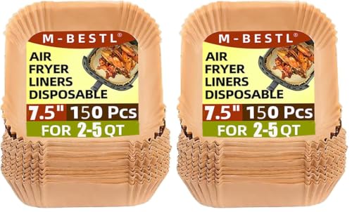 7.5 Inch Air Fryer Parchment Paper Liners Square,150 Pcs Non-stick &Oil-proof Air Fryer Liners Disposable for 2-5 QT Frying,Baking,Roast (Pack of 2) - size: 7.5"Square-150pcs (Pack of 2)