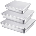 Tioncy 3 Sets Baking Stainless Steel Pan with Lid, 13/11/ 9 Inch - size: 13/11/ 9 Inch